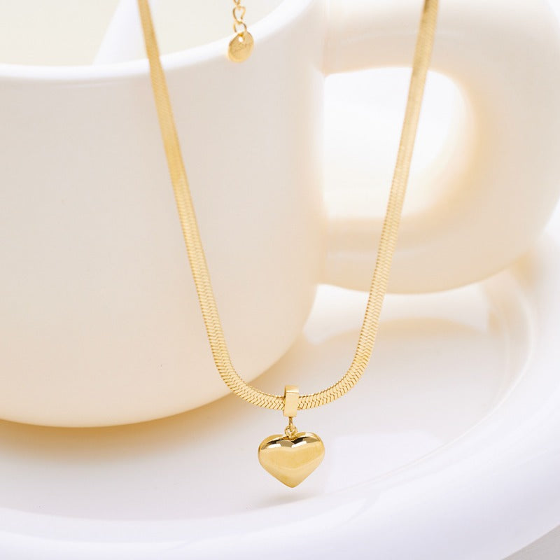 Wholesale Heart Shaped Titanium Steel Snake Bone Chain